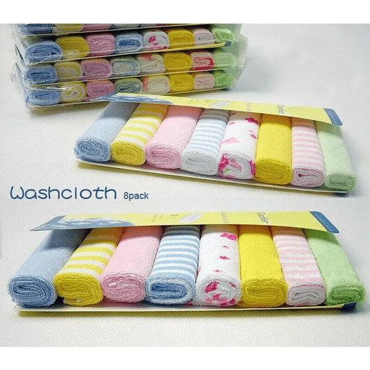 8PCS Baby Washcloths Soft Face Towels Natural Cotton Infant Bath Towel