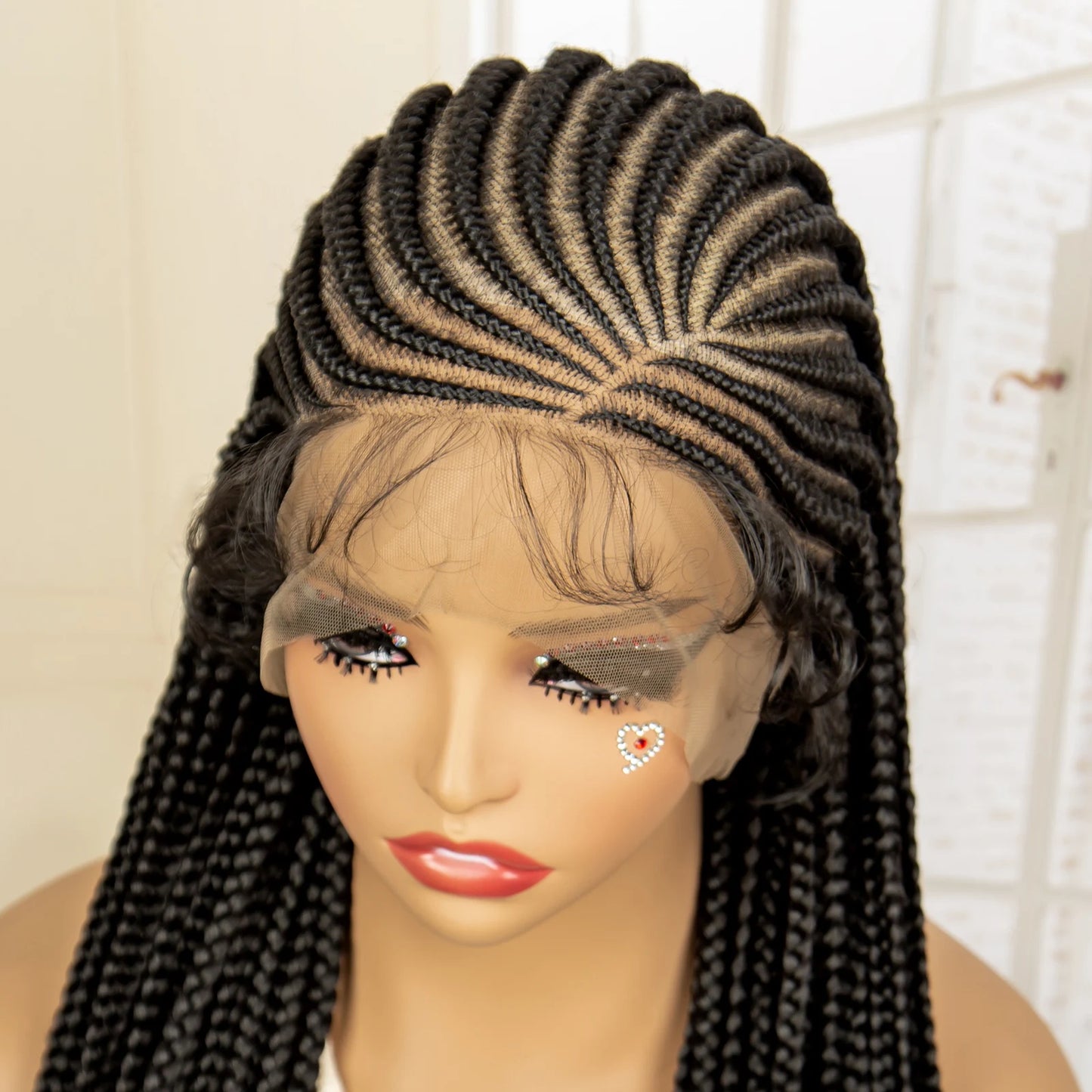 Full Lace Cornrow Braided Wigs Black Women Handmade Synthetic Long Box Braided Wig with Baby Hair Lace Front Braids Wigs