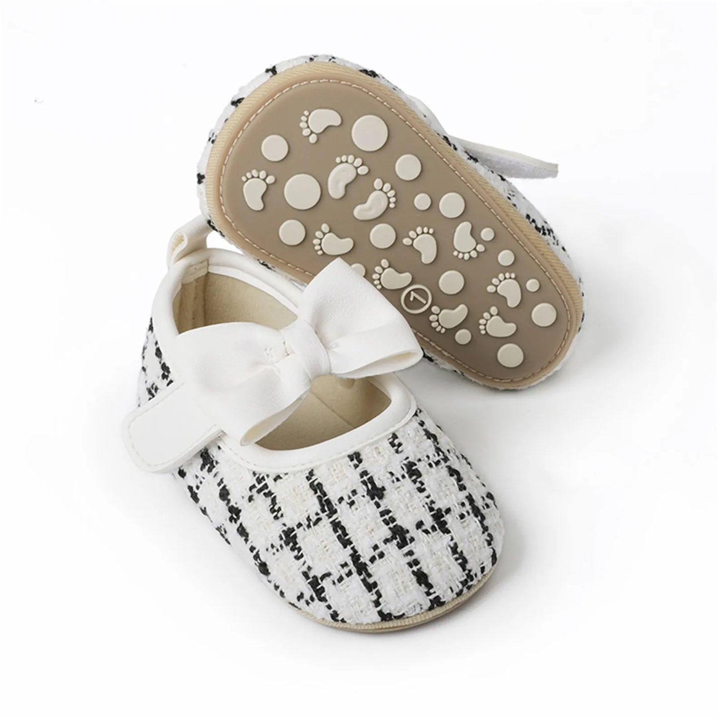 New Fashion Infant Baby Girls Single Shoes Plaid Bowknot First Walkers Shoes Toddler Party Sandals Soft Soled Princess Shoes