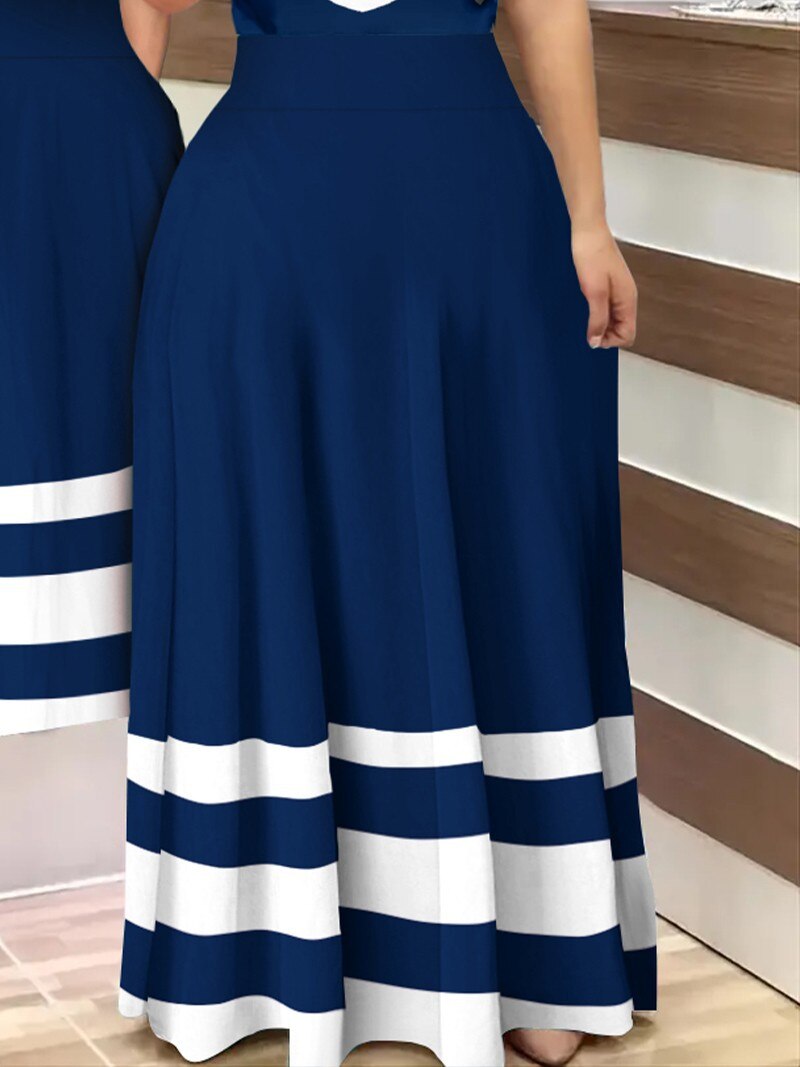 Slim Fit Round Neck Long Panel Printed Dress-party dresses-Top Super Deals-Free Item Online