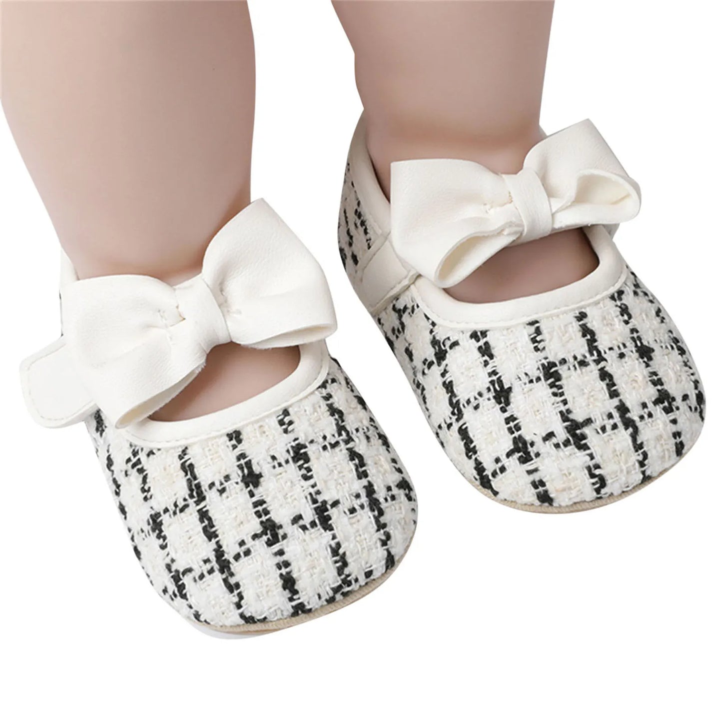 New Fashion Infant Baby Girls Single Shoes Plaid Bowknot First Walkers Shoes Toddler Party Sandals Soft Soled Princess Shoes