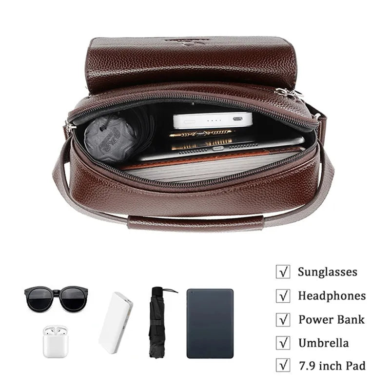 Men's Genuine Leather Crossbody Shoulder Bags High quality Tote Fashion Business Man Messenger Bag Leather Bags fanny pack