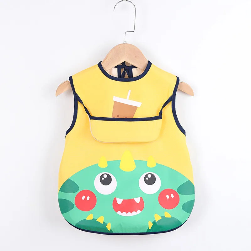 Sleeveless Bibs For Children Baby Kids Toddler Waterproof Long Sleeve Art Smock Feeding Bib Apron Fit 0-6 Years Dropshipping