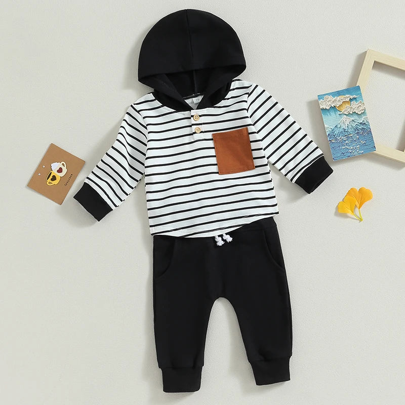 Boy Fall Tracksuit Striped Toddler 2 Piece Outfits