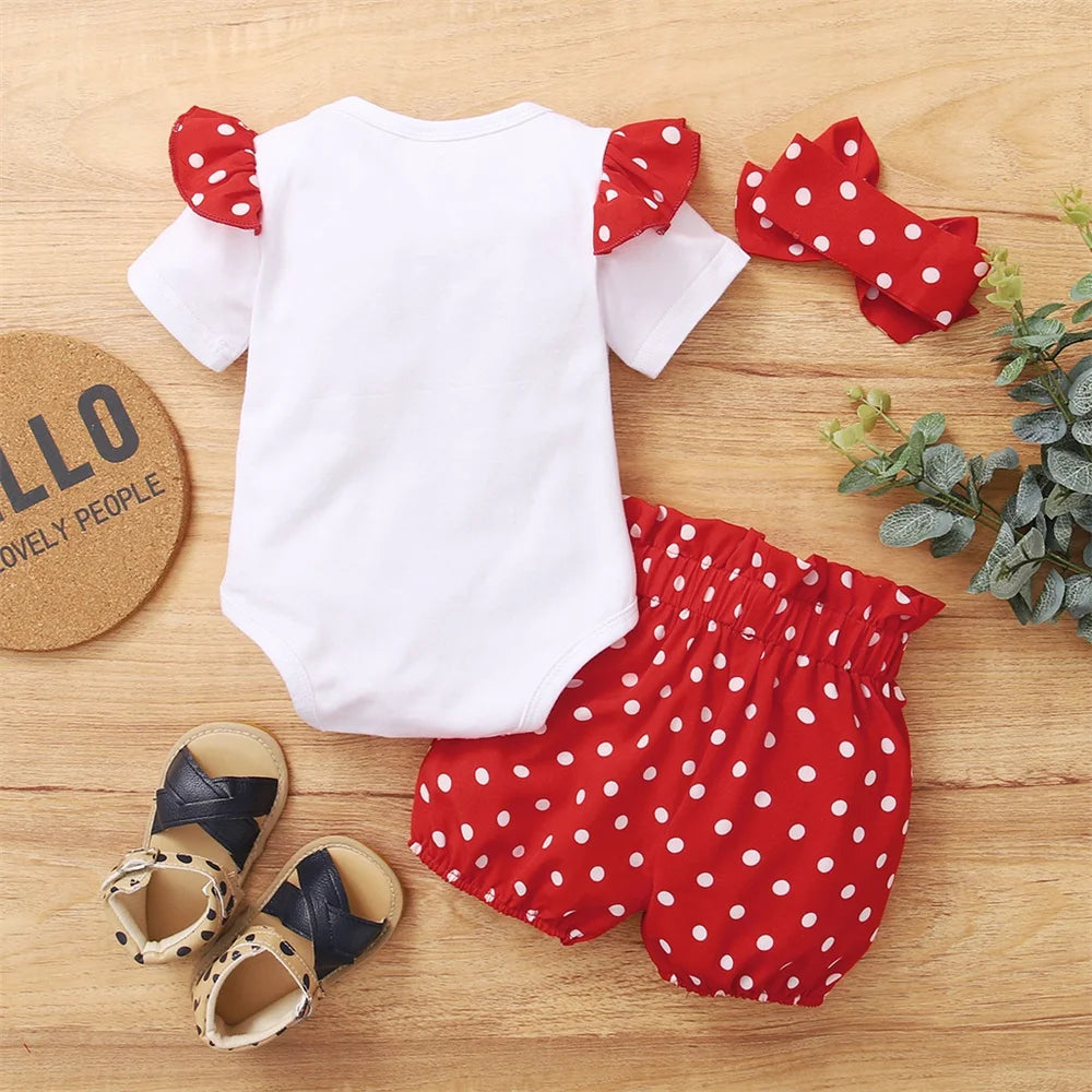 Newborn Baby Girl Red Spotted 3PCS Outfit for 0-18 Months-baby dress-Top Super Deals-Free Item Online