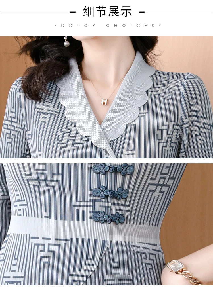 Women's Checker Print Suit Neck Skirt and Top Dress