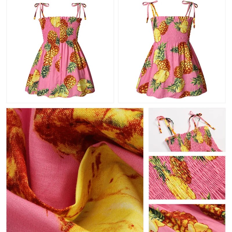 Girls Sleeveless Flower Sundress Summer Beach Strap Princess Dress Cotton Children Clothes girls Casual Dresses