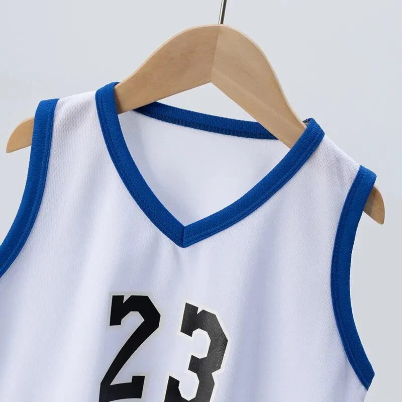 Summer CHILDREN'S Basketball Suit Boys and Girls Sports Vest Shorts Suit 23rd Handsome Boys and Students Vest Suit