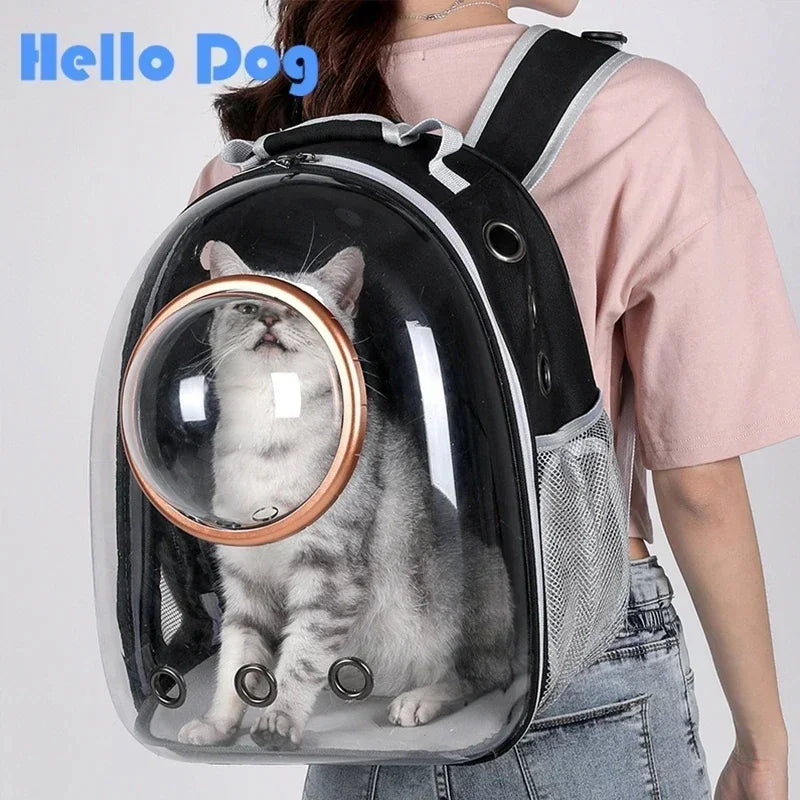 Transparent Capsule Pet Cat Backpack  Out Travel Portable Cat Accessories Breathable Cat Bag for Cats and Small Pet Dogs