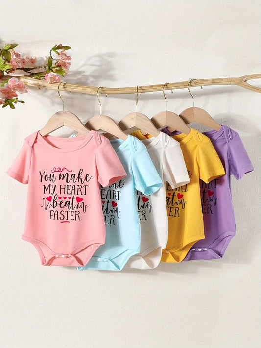 Summer Cute Sweet Comfort Baby Girl Letter-Printed T-shirt Baby Boy Baby Casual Breathable Onesie Baby Short Sleeves