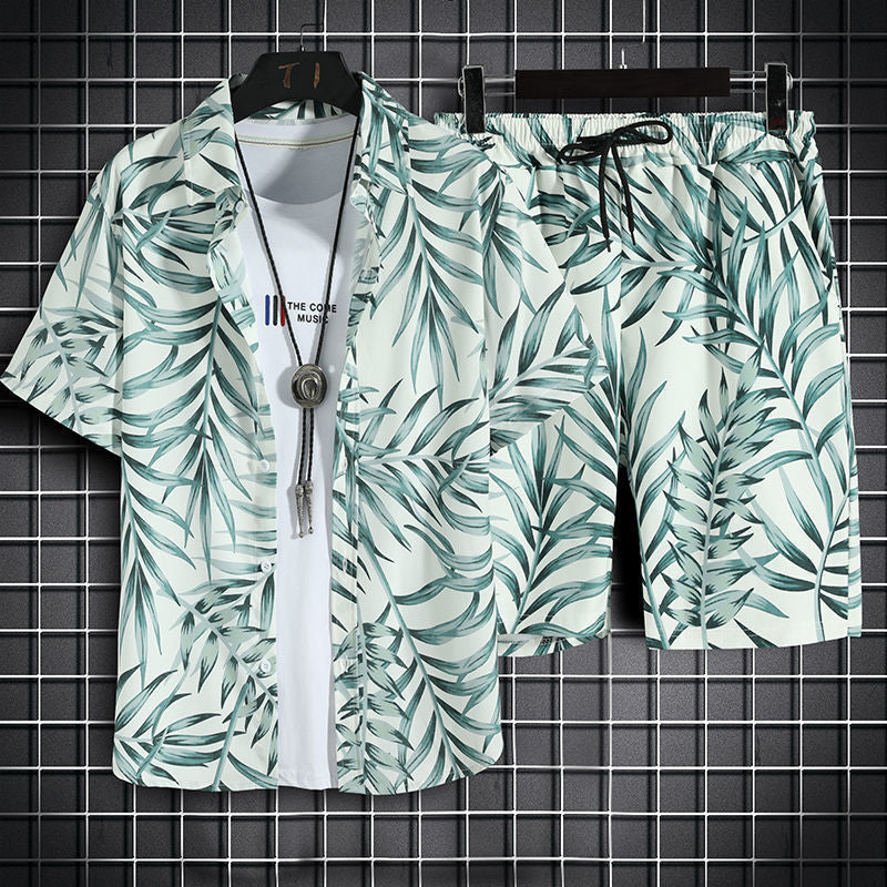Beach Clothes Men 2 Piece Quick Dry Hawaiian Shirt and Shorts Set-men hawaian outfit set-Top Super Deals-5-M-Free Item Online