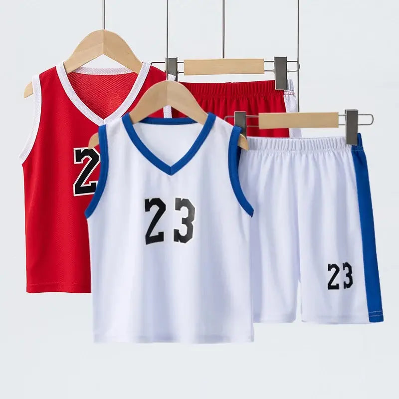 Summer CHILDREN'S Basketball Suit Boys and Girls Sports Vest Shorts Suit 23rd Handsome Boys and Students Vest Suit