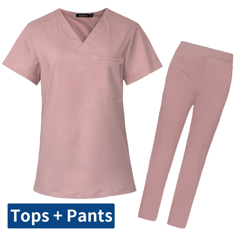 Scrubs Medical Uniform Clinic Hospital Doctor Overalls V-neck Fashion Scrub Pharmacy Nurse Clothes