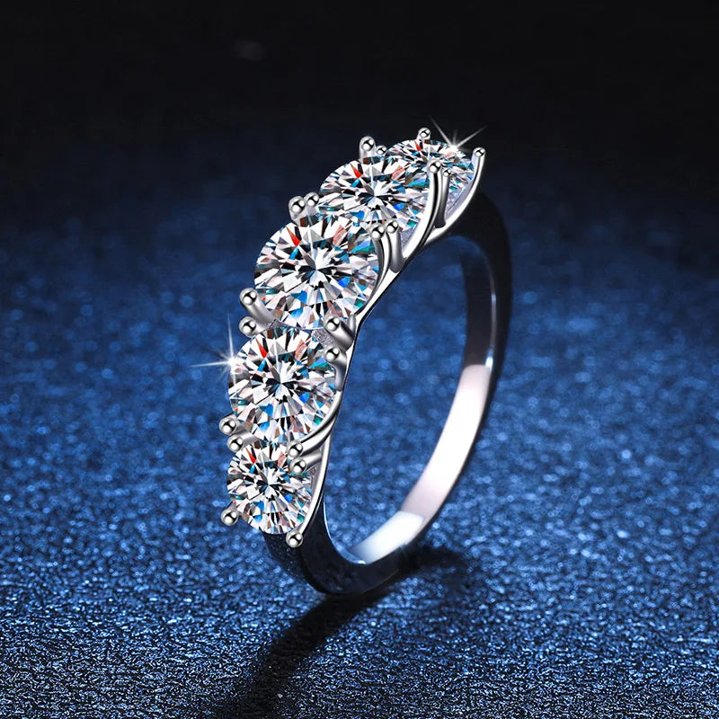 Women's Luxury Silver 925 Rings Sparkling 3.6ct Diamond Moissanite Rings for Bride Engagement Wedding Band Gift Jewelry