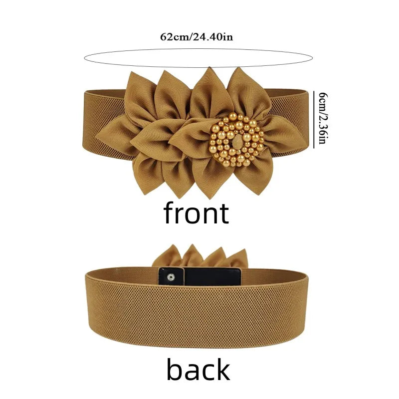 Big Flower Elastic Waist Belt Corset Belts Stretch Cinch Waistband