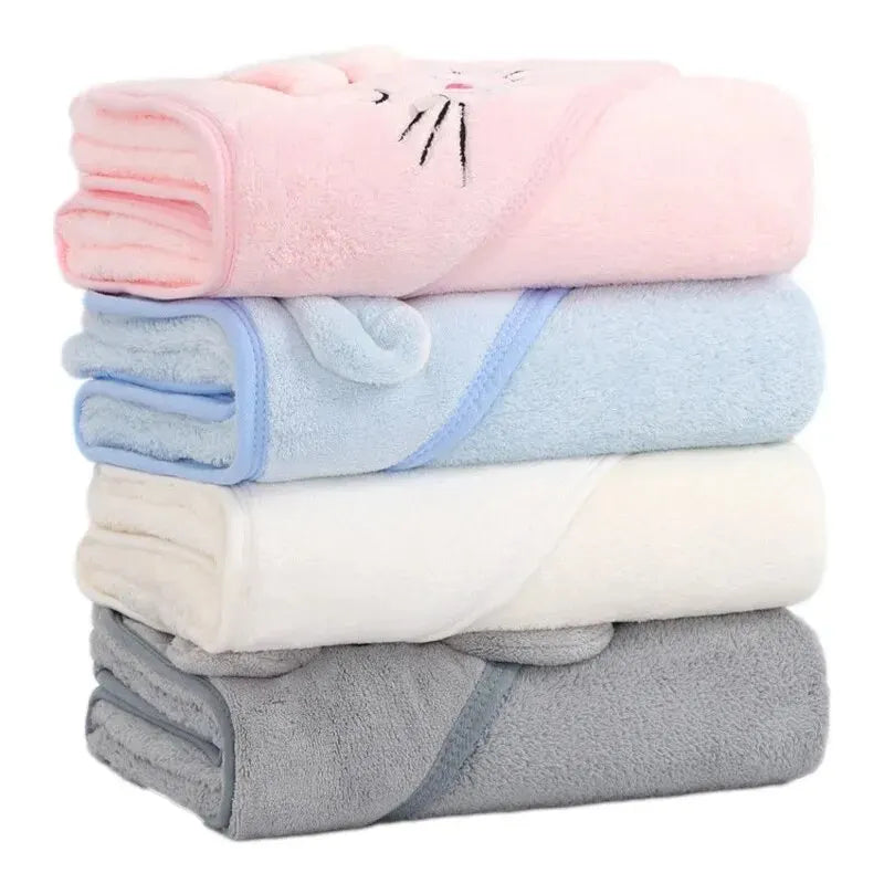 Unisex Absorbent  Hood Coral Fleece Warm Bath Towel Baby Quilt