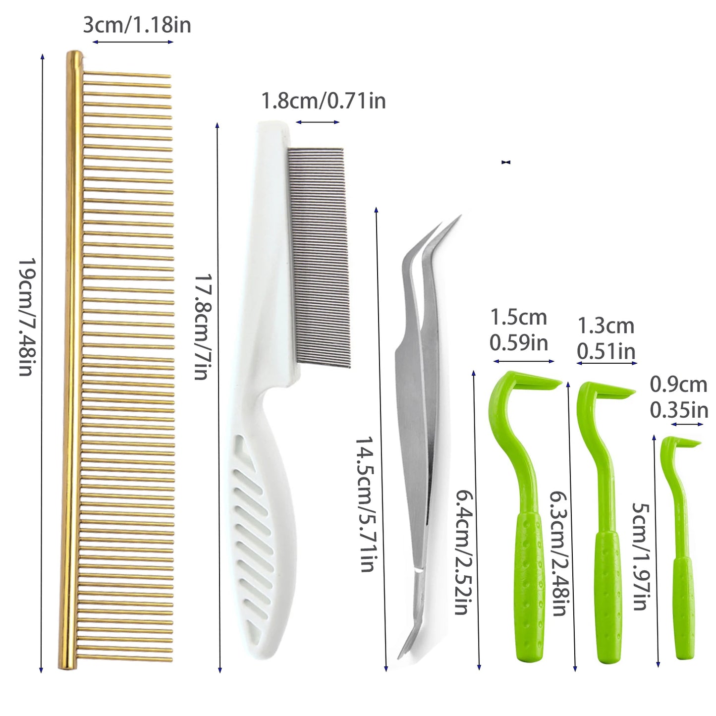 6 pieces Pet Tick Removal Tool Kit Pet Hair Comb Dog Louse 2in1 Tweezer Pet Flea Removal comb For Cat and Dog