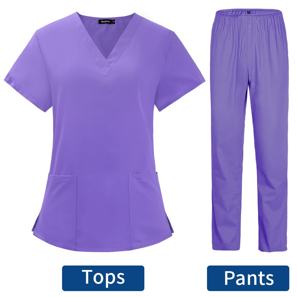 Uniforms Nurse Women Thin and Light Fabric Short Sleeve Medical Clothes Scrubs Nursing Pants Elastic Medical Uniforms for Summer