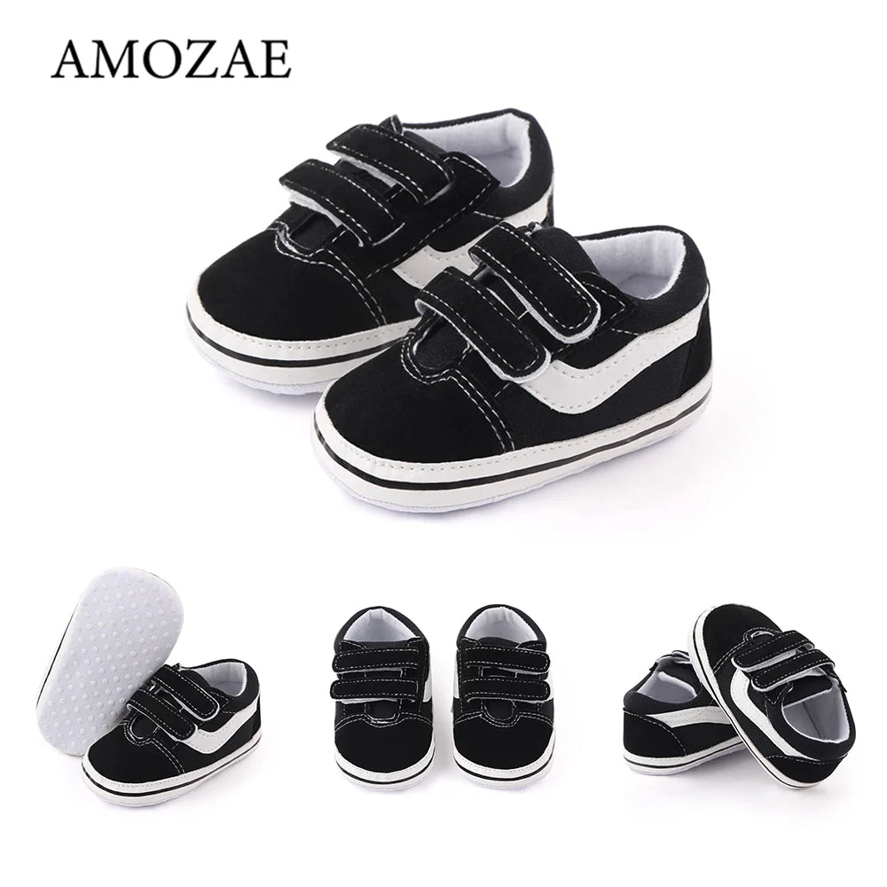 Newborn Baby Boys Shoes Pre-Walker Soft Sole Pram Shoes Canvas Sneakers Trainers