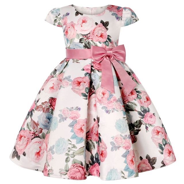 Summer Kids Flower Dresses for Girls Christmas Children Clothing Dress Princess Brithday Wedding Party Baby Girl Dress With Bow