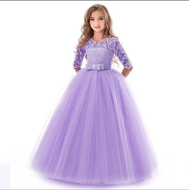 Teenage Girls Dress Summer Children's Clothing Party Elegant Princess Long Tulle Baby Girls Kids Lace Wedding Ceremony Dresses Purple / 5T Teenage Girls Dress Summer Children's Clothing Party Elegant Princess Long Tulle Baby Girls Kids Lace Wedding Ceremony Dresses Purple / 5T