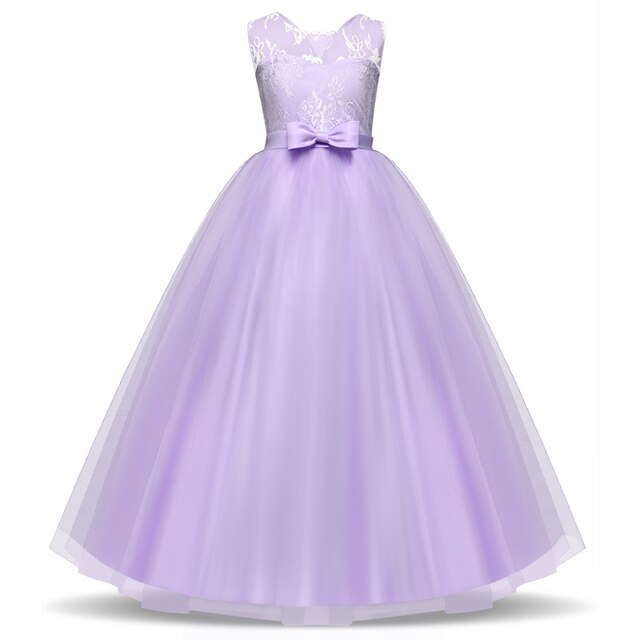 Teenage Girls Dress Summer Children's Clothing Party Elegant Princess Long Tulle Baby Girls Kids Lace Wedding Ceremony Dresses