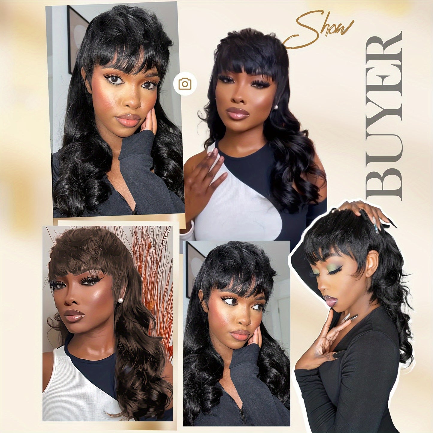 Long Synthetic Wavy Hair with Bangs