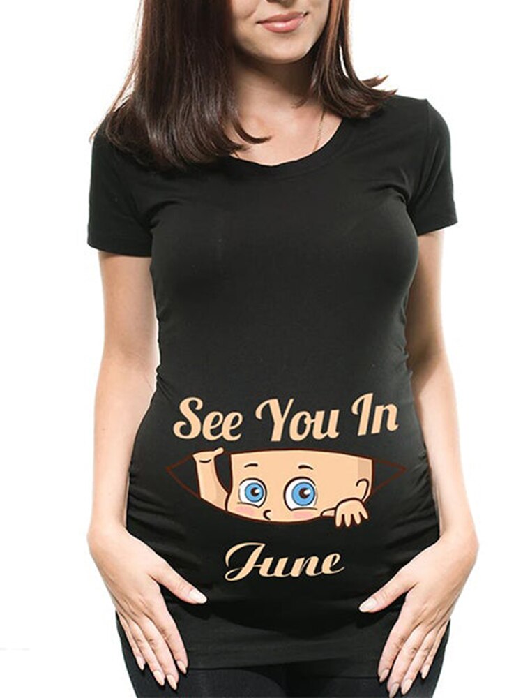 Funny See You In January-December Women Pregnant T Shirt Female Maternity Pregnancy Announcement New Mom Cloth