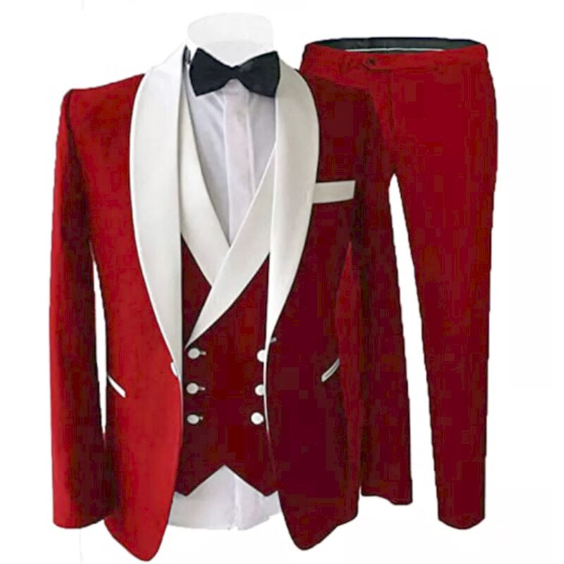 Groom Tuxedos Peak Lapel Best Man Suits Men's Wedding Suits (Jacket+Pants+Vest)