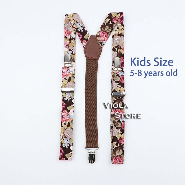 Vintage Print 3 Sizes Floral Cotton Suspenders Men Women Kids Braces Adjustable Straps Boy Pants Girl Skirt Dress Accessory Gift