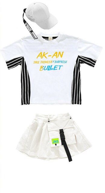 White Jazz Dance Costume Kids Hip Hop Practice Wear Street Dance Printing Stage Performance Clothing Hiphop Rave Clothes DC4946