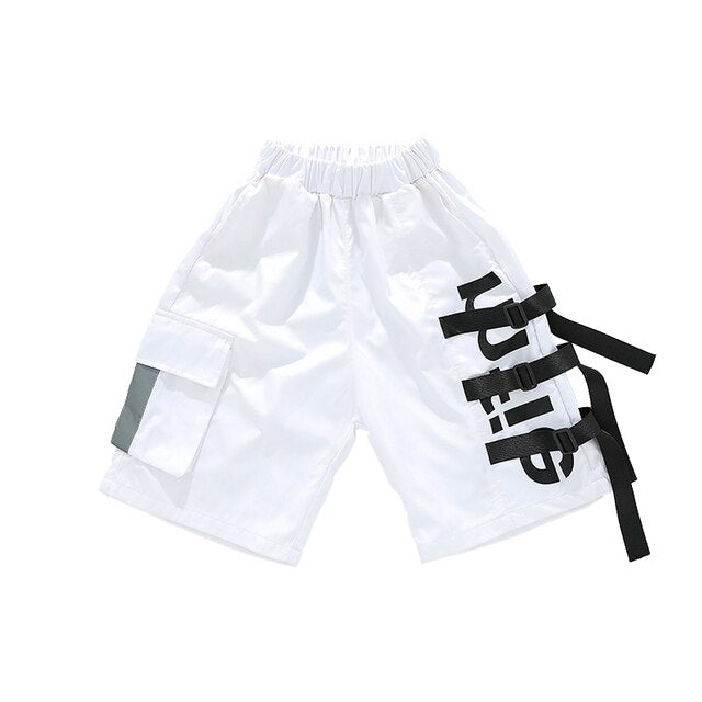 White Jazz Dance Costume Kids Hip Hop Practice Wear Street Dance Printing Stage Performance Clothing Hiphop Rave Clothes DC4946