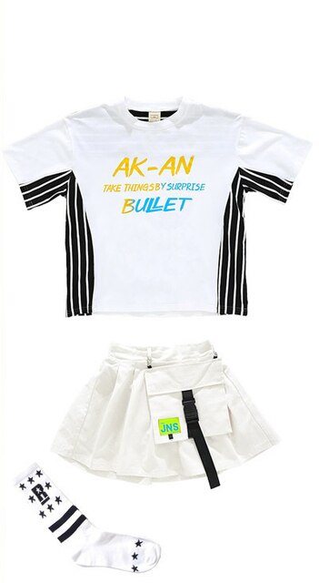 White Jazz Dance Costume Kids Hip Hop Practice Wear Street Dance Printing Stage Performance Clothing Hiphop Rave Clothes DC4946