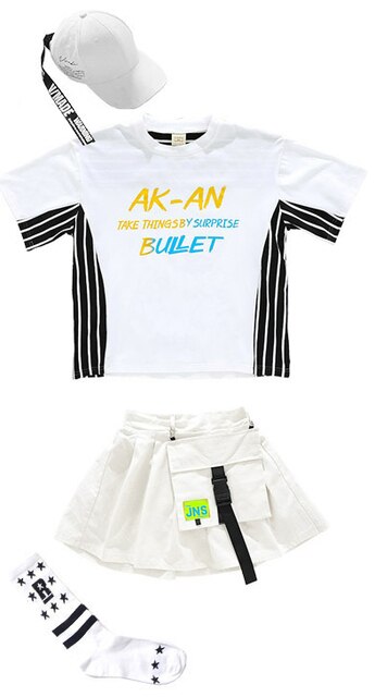 White Jazz Dance Costume Kids Hip Hop Practice Wear Street Dance Printing Stage Performance Clothing Hiphop Rave Clothes DC4946