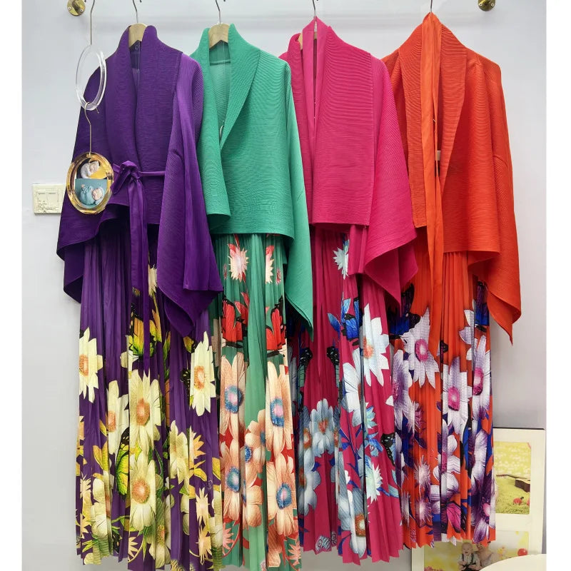 Elegant Pleated Print 2-Piece Set for Women