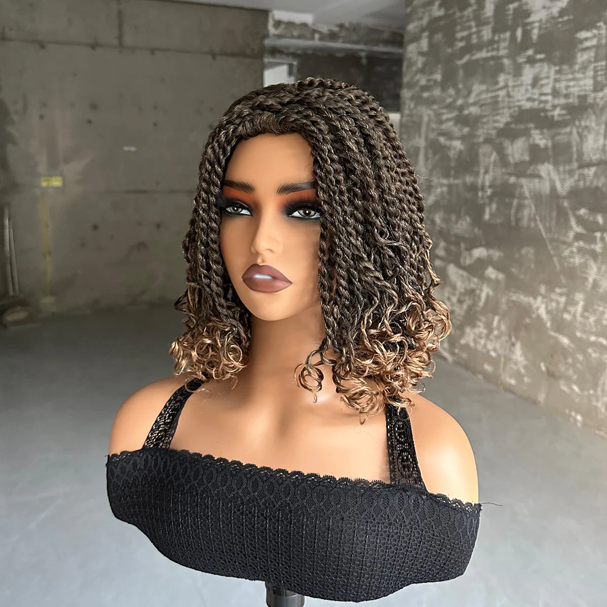 Short Synthetic Box Braided Bob Wig for Black Women