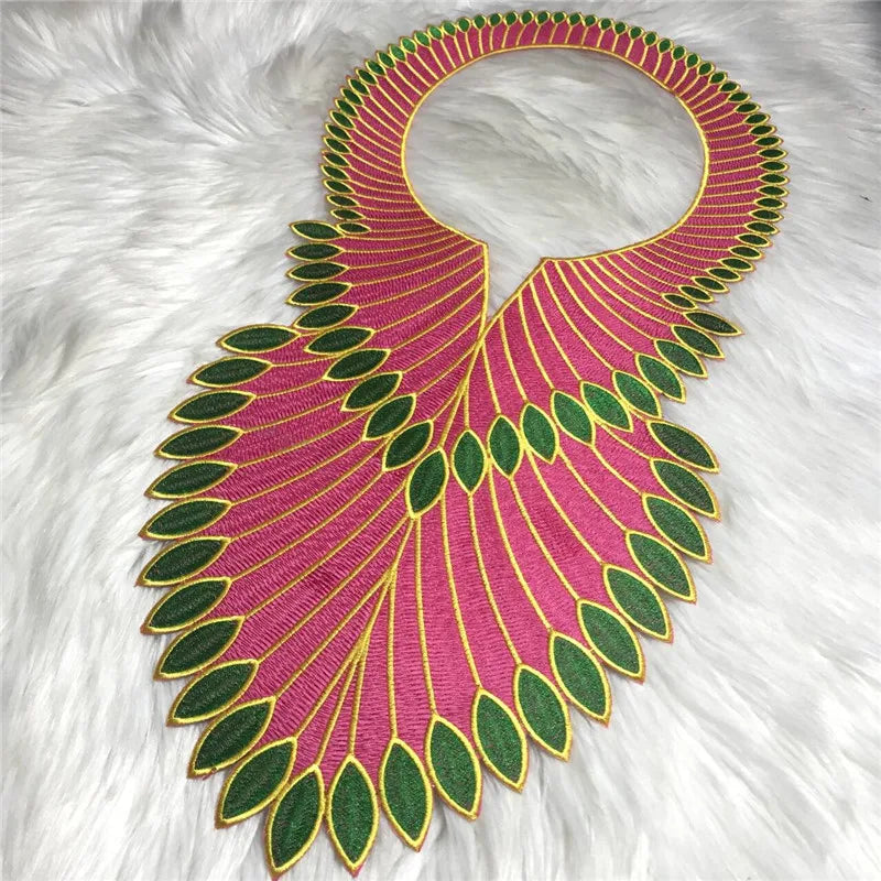 African Embroidery Lace Fabric Neckline Applique