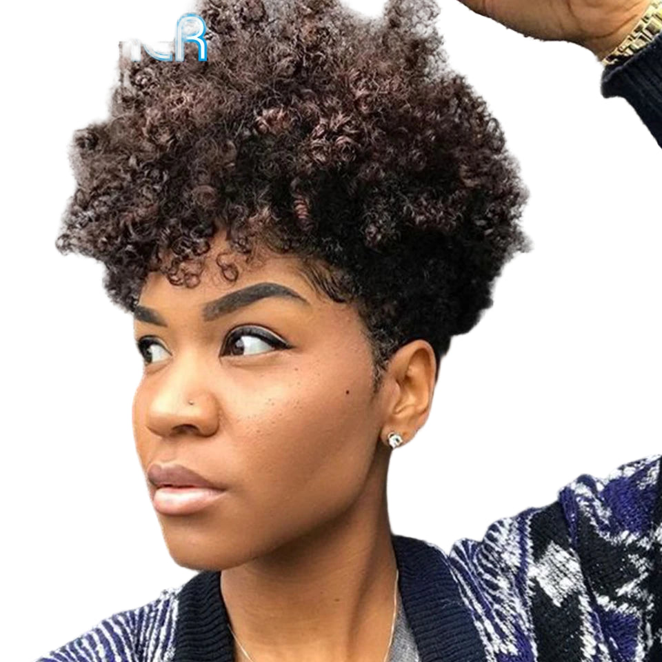 Burgundy Short Pixie Cut Afro Kinky Curly Bob Wig