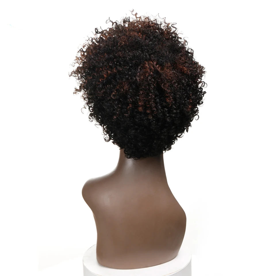 Burgundy Short Pixie Cut Afro Kinky Curly Bob Wig