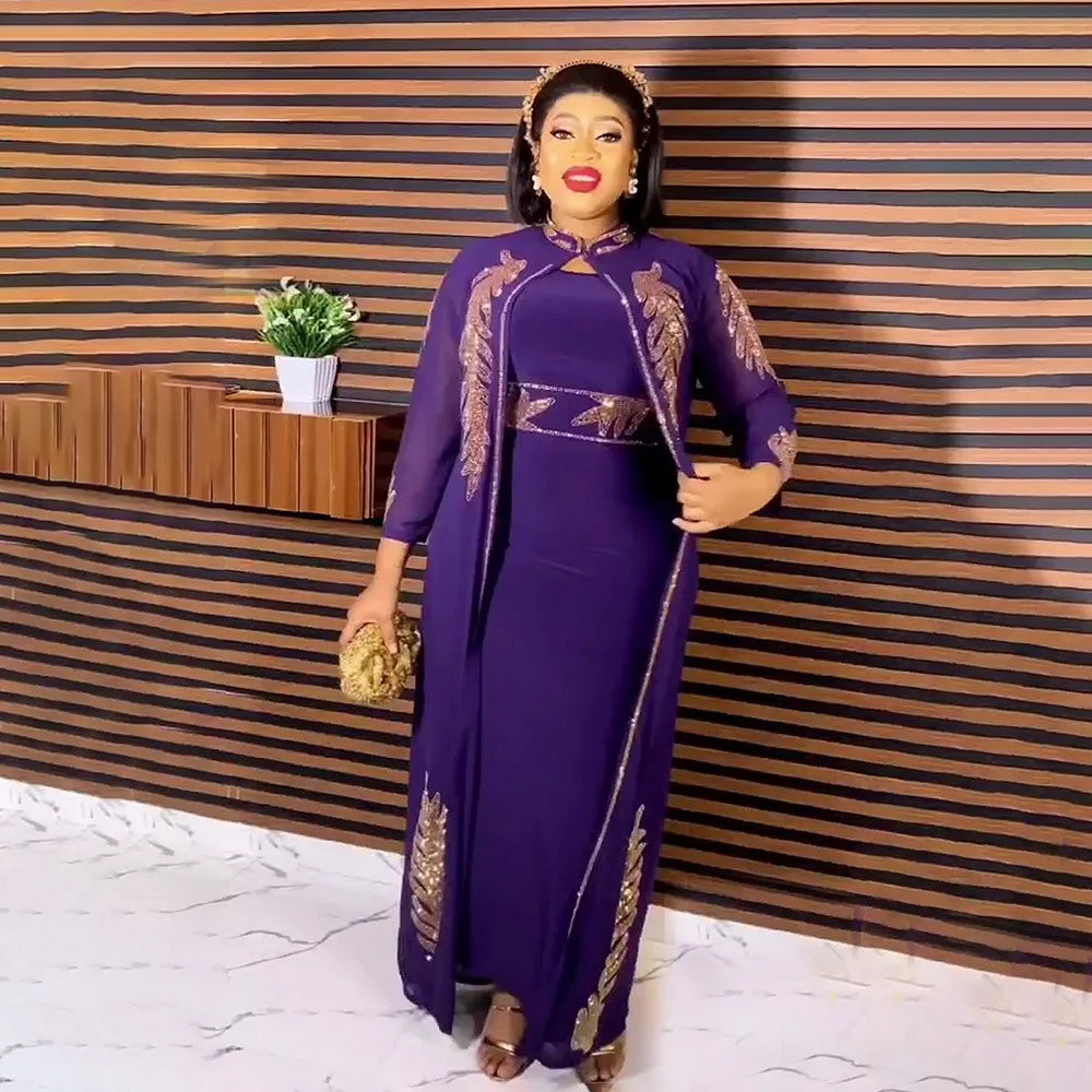 African Chiffon Boubou 2PCS Set for Women