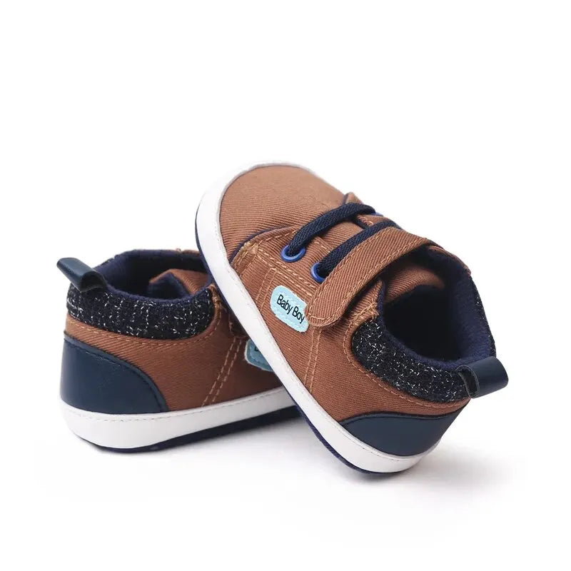 Baby Boy High Top Canvas Soft Sole Shoes