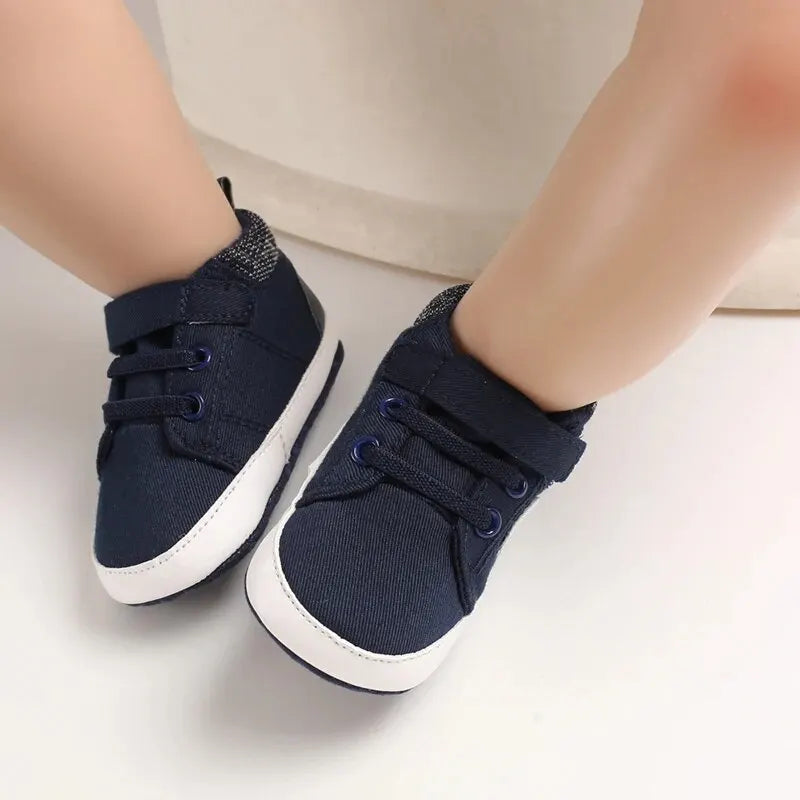 Baby Boy High Top Canvas Soft Sole Shoes