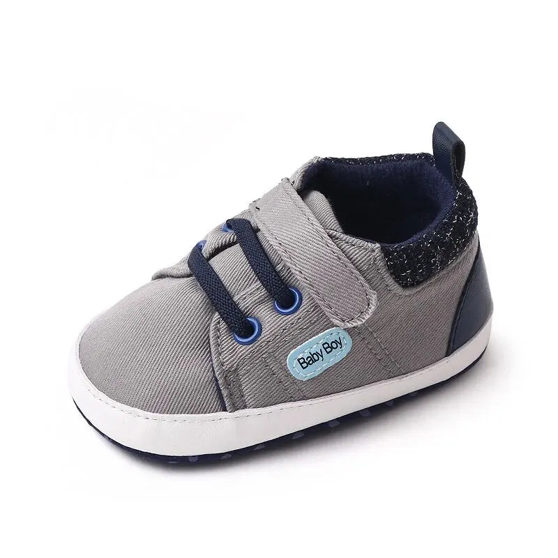 Baby Boy High Top Canvas Soft Sole Shoes