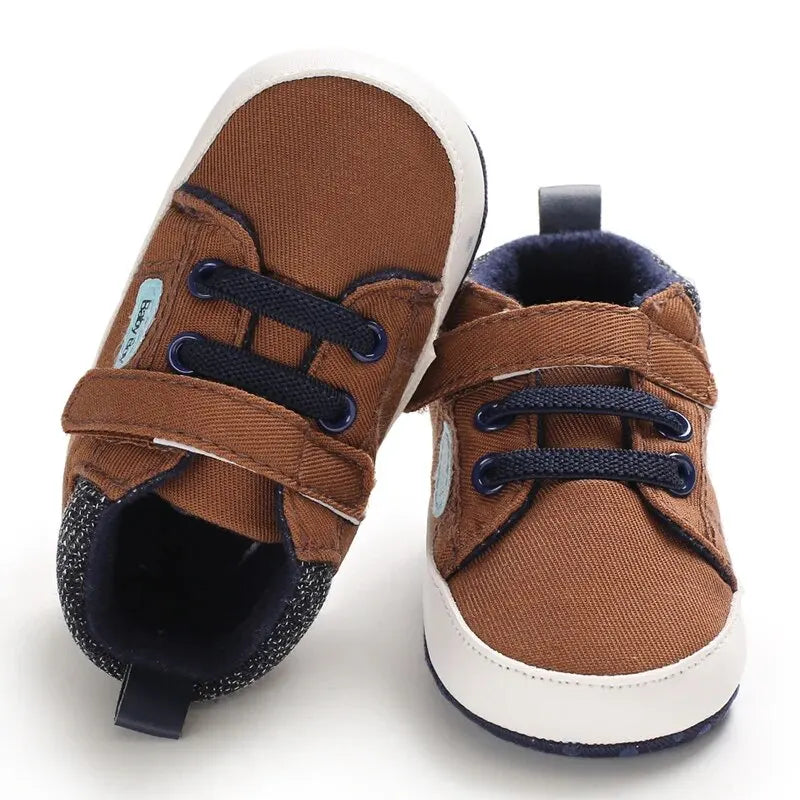 Baby Boy High Top Canvas Soft Sole Shoes