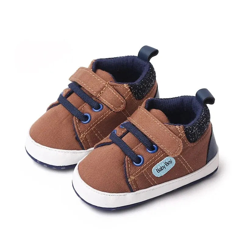Baby Boy High Top Canvas Soft Sole Shoes
