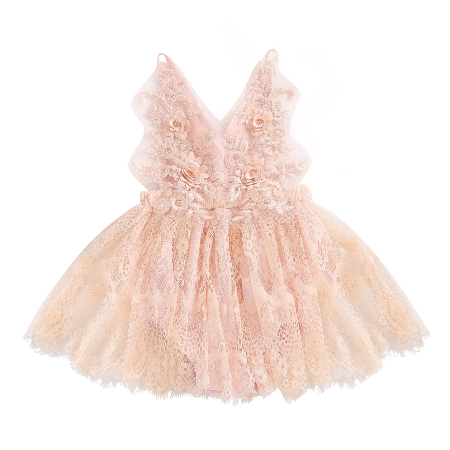 Princess Floral Lace Baby Girls Romper Dress