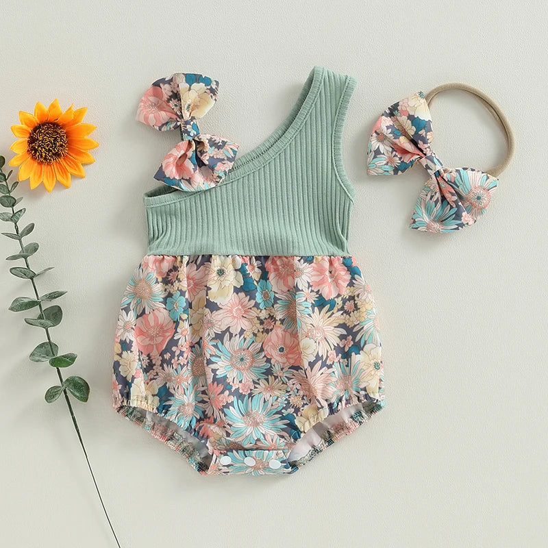 infant summer rompers Infant Baby Girl Two-Piece Summer Outfit|Floral Romper|Top Super Deals