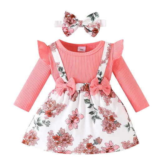 Floral Princess Long Sleeve Dress for Baby Girls (3M-3Y)