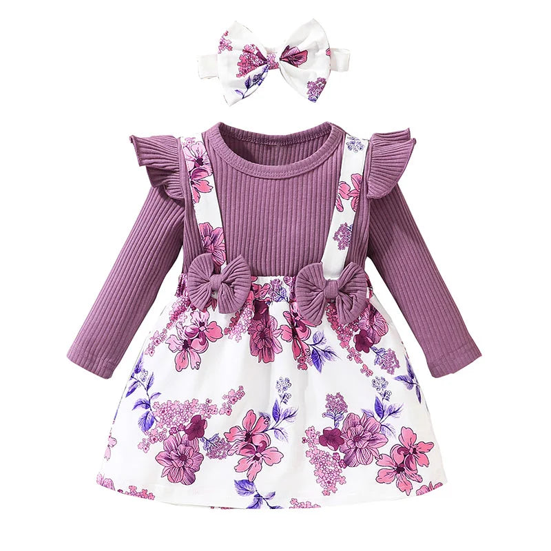 Floral Princess Long Sleeve Dress for Baby Girls (3M-3Y)