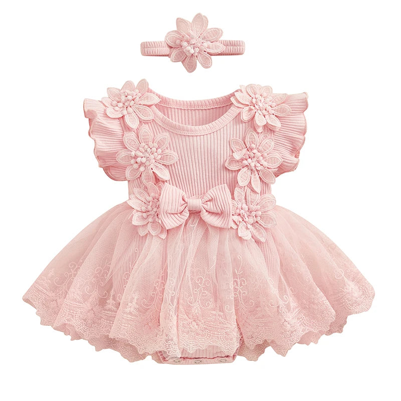 Newborn Baby Girl Cotton Lace Romper